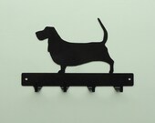 Basset Hound Dog Metal Art Leash or Key Rack - Free USA Shipping