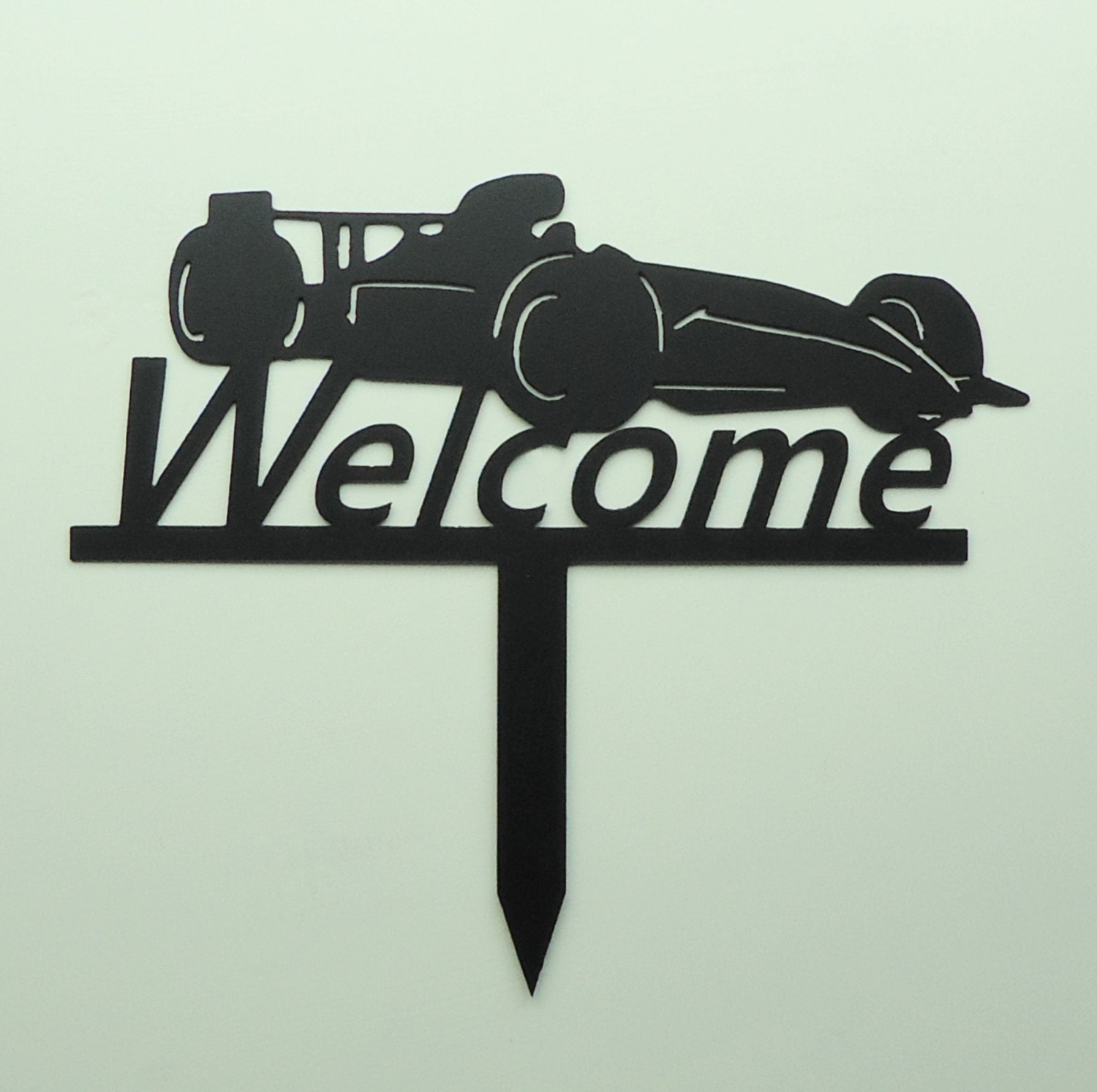 Indy Car Metal Art Welcome Sign - Free USA Shipping