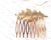 Medium Ox Brass Leaf Hair Comb - Woodland Collection - Whimsical - Nature - Bridal
