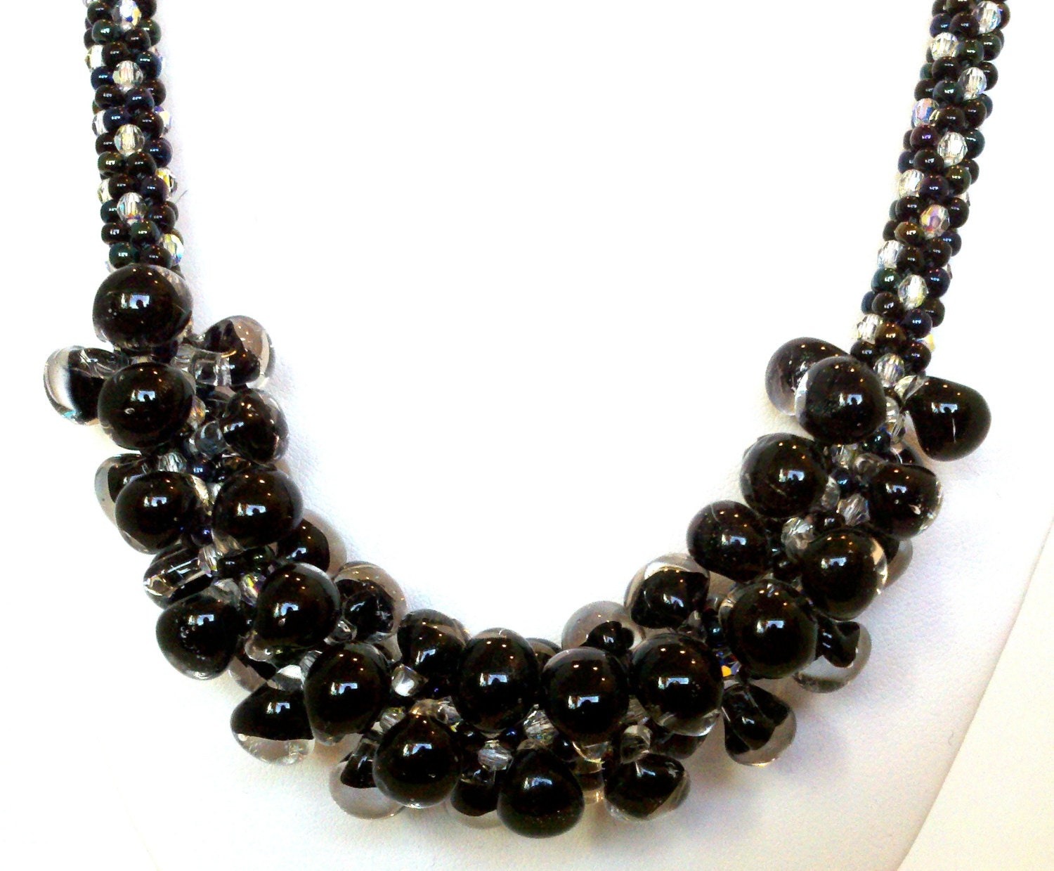 Black Kumihimo Necklace with Swarovski Elements