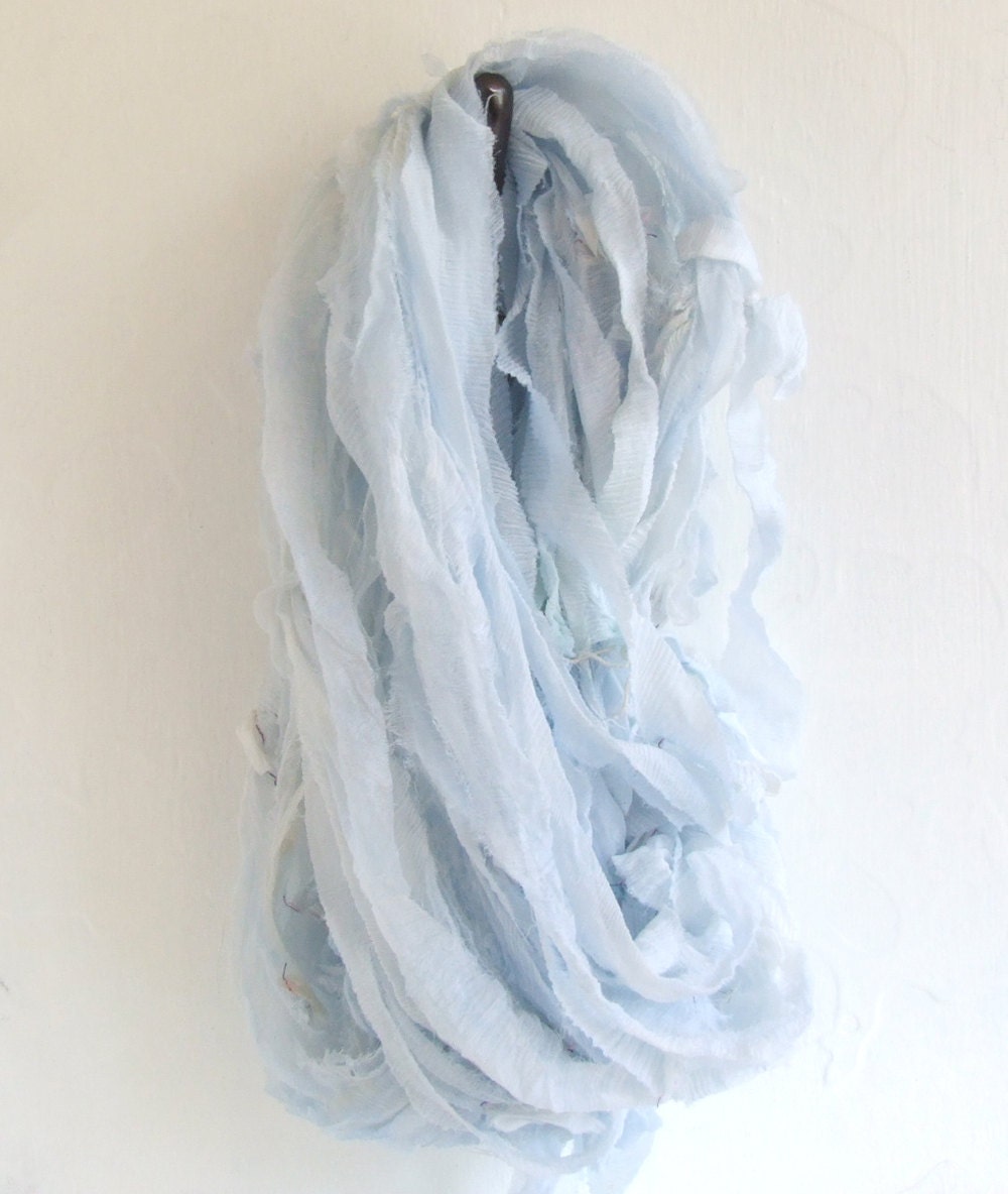 Tattered Silk Chiffon Ribbon - handyed - 10 yds