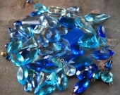 Glass Jewel Blue Topaz Sapphire Parcel - Mixed Size  Vintage  Romantic Jewelry supply