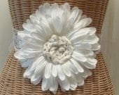 White Daisy Sash Belt Wedding Womens Bridal Maternity Prenatal