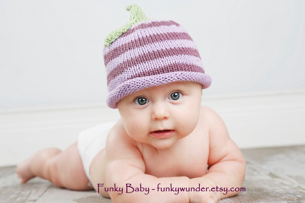 Flower hat with leaf and stem  KNITTING PATTERN