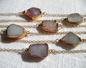 Pink druzy bracelet - pink druzy - gold bracelet - pink bracelet - D R U Z Y