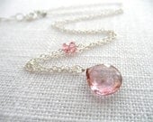 Pink topaz necklace - pink necklace - silver necklace - quartz necklace - K A T E