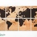 Large World Map Wall Art on Natural Birch Wood Grain Panels - 24x48 Great Gift Idea