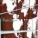 Large World Map Wall Art on Dark Stained Woodgrain Panels - 24x36