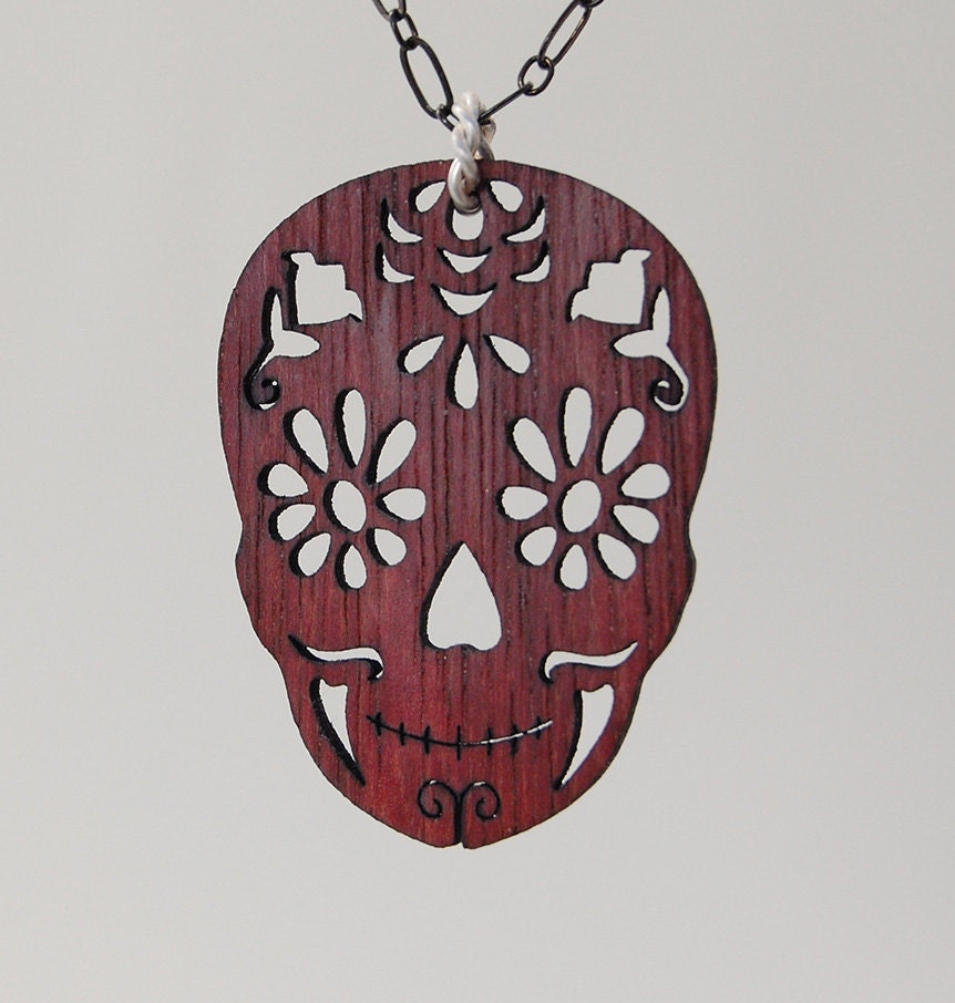 Purple Heart Sugar Skull Necklace