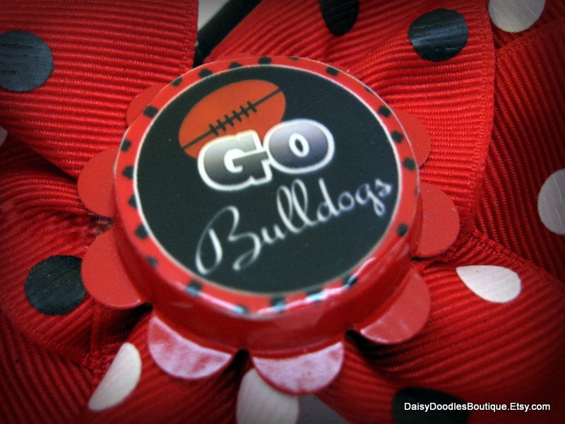 University of Georgia Bulldogs football bottle cap hair bow