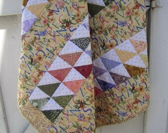 Baby Quilt- Alphabet Quilt- Baby Shower- Baby Girl- Nursery- Flowers- Birds- Butterflies- Yellow Quilt