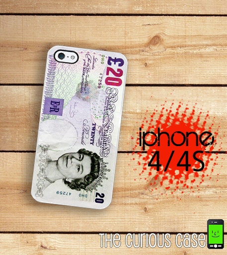 iPhone 4S Case British Pound / Hard Case For iPhone 4 and iPhone 4S Keep Calm and Carry this Fake Money  Rubber Trim