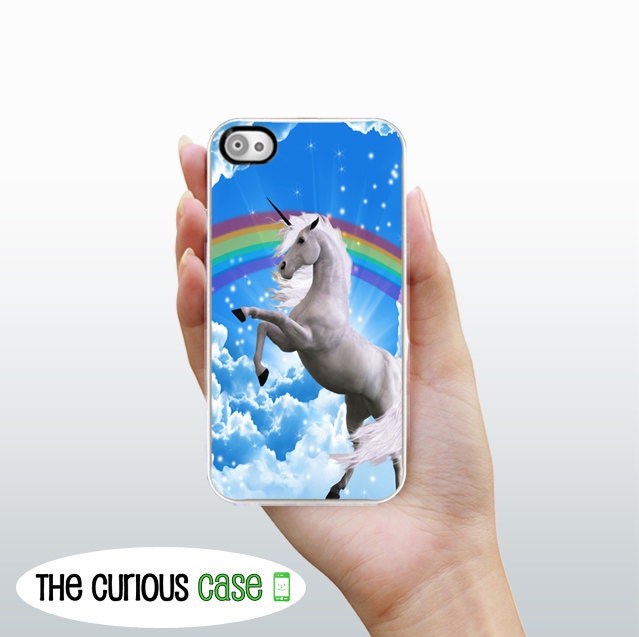 iPhone 4S Case 80s Unicorn Rainbow Righteous Van Art / Hard Case For iPhone 4 and iPhone 4S  Rubber Trim
