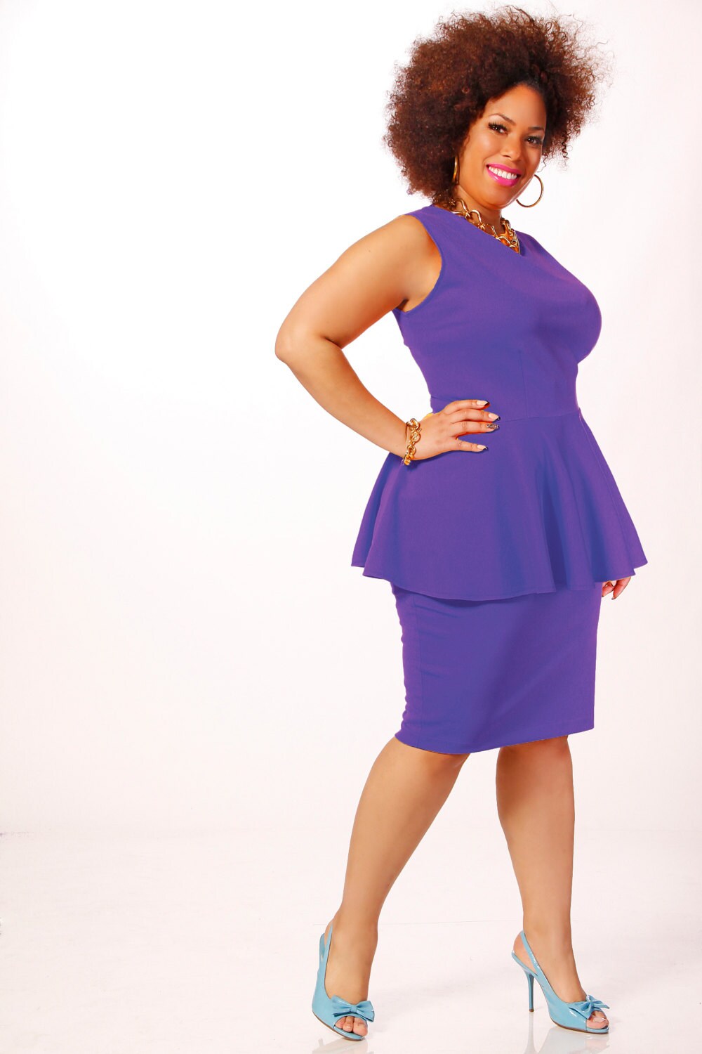 JIBRI Plus Size Peplum Top- Boat Neck