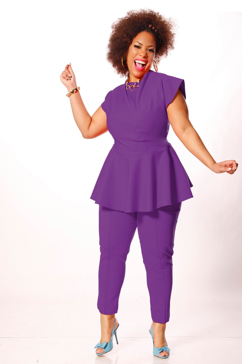 JIBRI Plus Size Peplum Top- Boat Neck