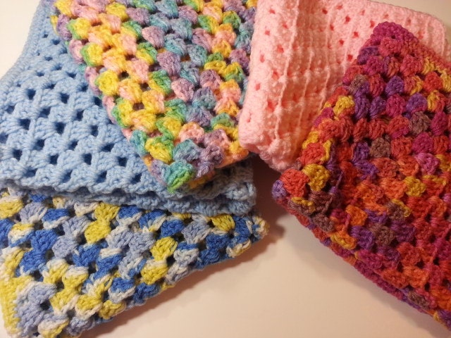 Crochet Security Blanket - Granny Square Blanket - Made to Order - Choose Color