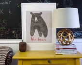 Bear Poster, Bear Print, 16x20 Poster, Nursery, Boy's Room Poster, Giclée Fine Art Print