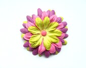 Large flower hair clip - Lazy Daisy in lime/pink/purple