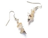 Quartz Chip Beaded Earrings, Beaded Jewelry, Semi Precious Stone Earrings, Handmade Earrings