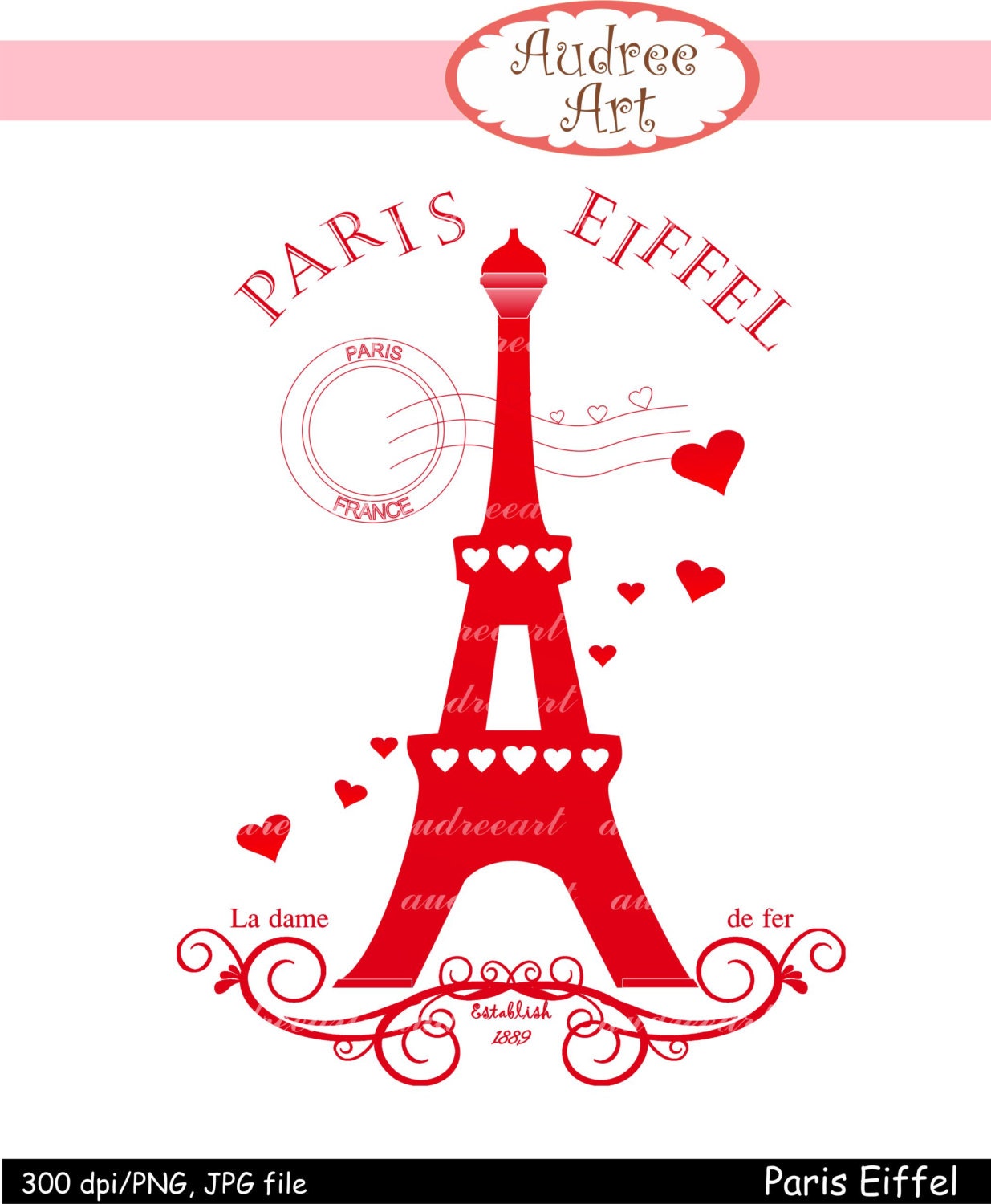 Eiffel Clip art , Valentine's day  instant download clip art , Paris Eiffel Clip art, red , valentine clip art