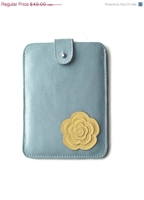 iPad MINI Case, iPad Mini Bag, Leather iPad Case, iPad Sleeve, iPad Pouch, iPad Cover, Tablet Case /  Dusk Blue and Yellow / May Trends