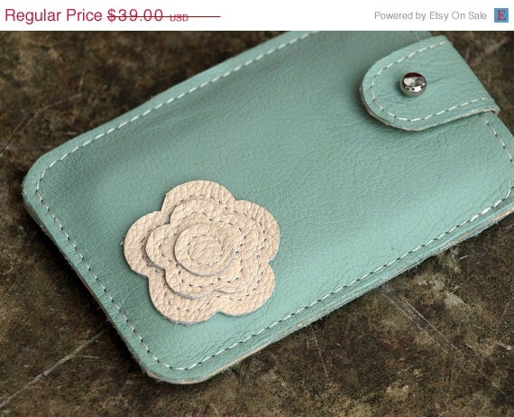 Leather iPhone 5 Case, iphone 5 Case, iPhone 5 Cover, iPhone 5 Sleeve --- Mint And Ice Cream - Summer Trends / Sale