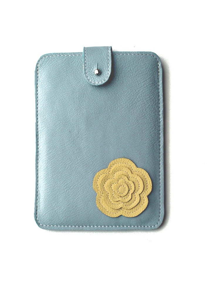 iPad MINI Case, iPad Mini Bag, Leather iPad Case, iPad Sleeve, iPad Pouch, iPad Cover, Tablet Case /  Dusk Blue and Yellow / May Trends
