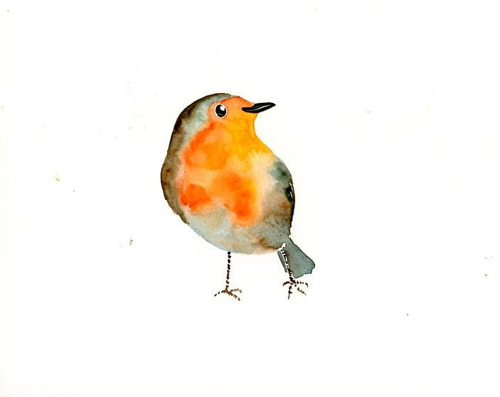 ROBIN Original watercolor painting 10X8inch