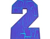 WALL DECOR NUMBERS, Distressed Number 2, Purple, Crackled, Chic Office Decor, Shabby Chic