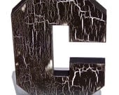 FREE STANDING LETTERING, Crackled Letter C, Distressed, Black, Chic Decor, Office Accessorie