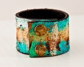 Leather Cuff / Boho Jewelry - Gypsy Bracelets - Hippie Fashion - Women's Small - OOAK - Festival