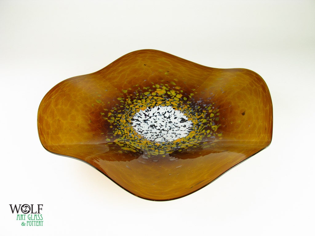 Blown Glass Wall Art Amber Brown Poppy Flower Wall Decor