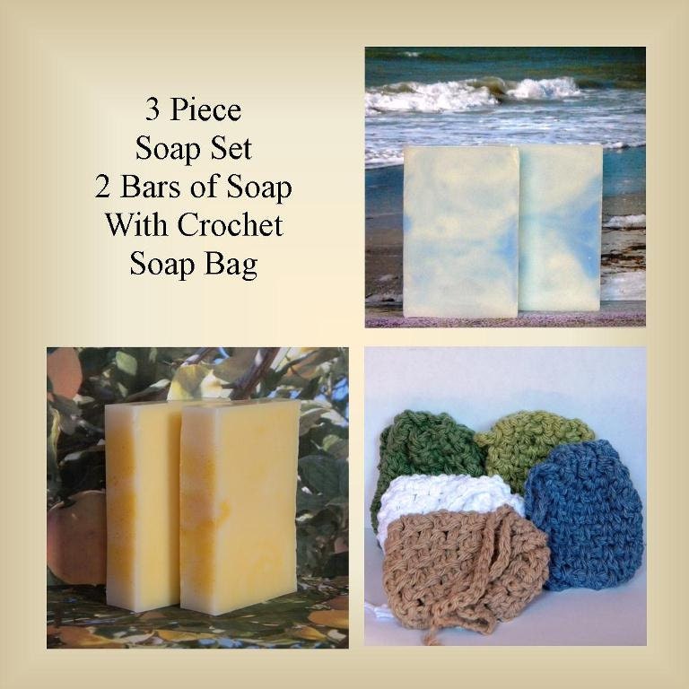 Soap Set - 2 Handmade Maine Soap Bars & Bag - You Choose Scented or Unscented