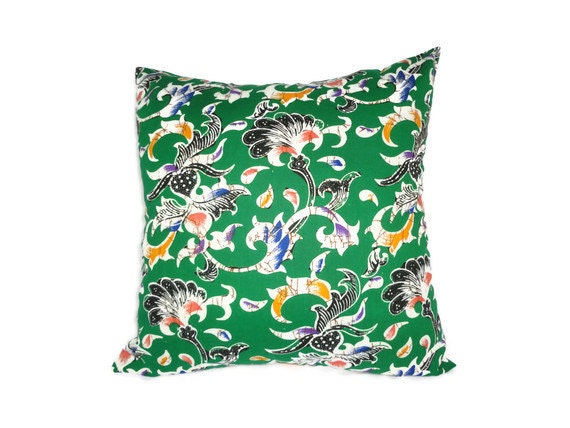 Indonesian Batik, 16" x 16", Pillow Cover, Green