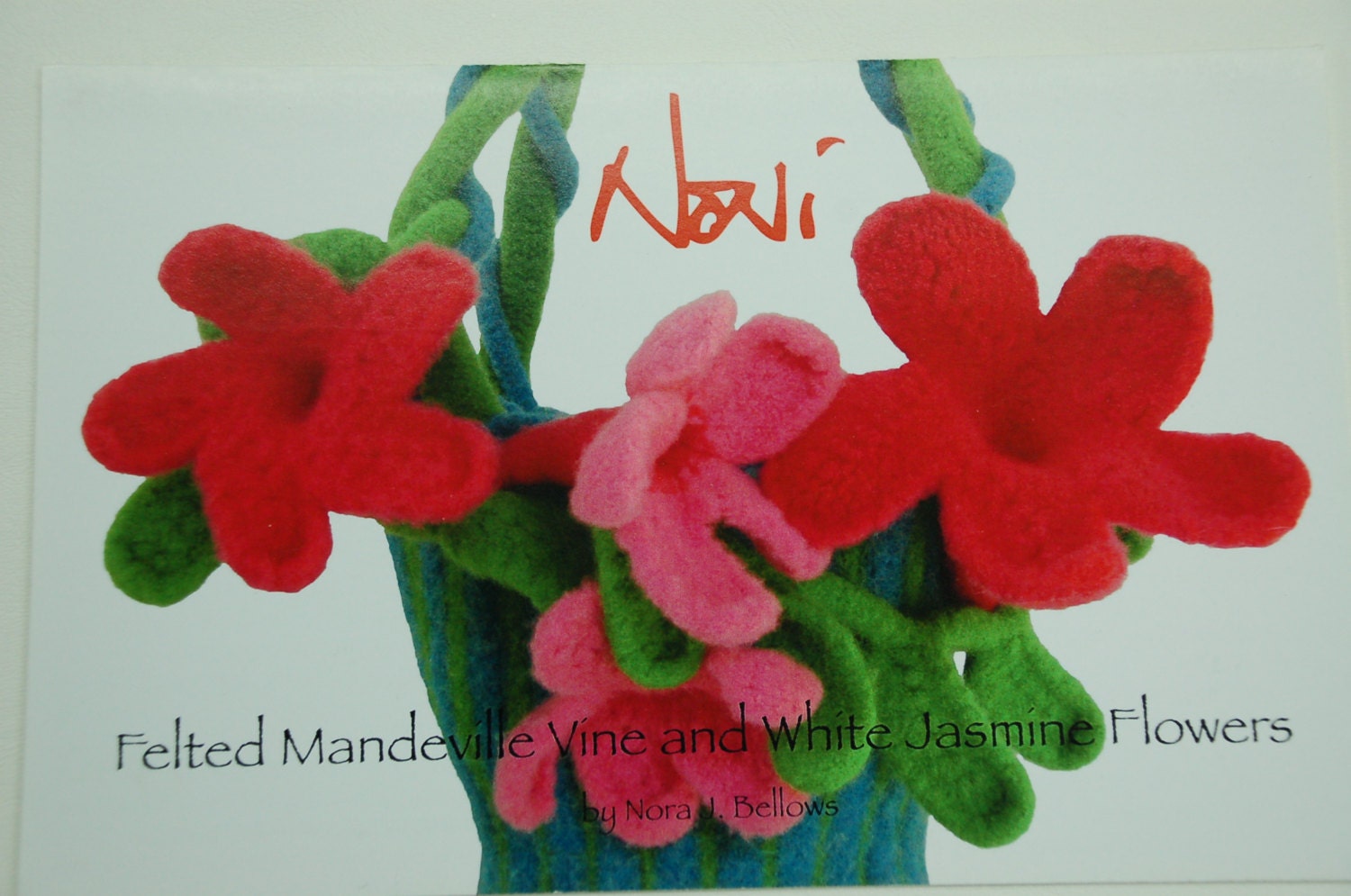 noni's felted mandeville vine and white jasmine flowers by nora j. bellows