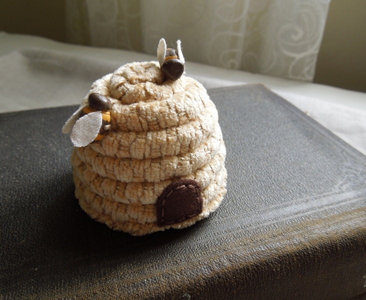Textile Decorative Bee Hive with Bees