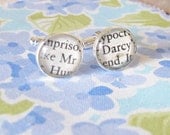 Mr Darcy Cuff Links III. Vintage Pride and Prejudice Jane Austen Geekery Wedding Groom Words Text Quote