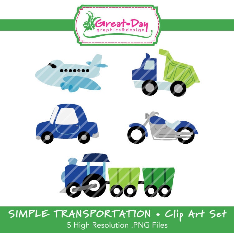 Instant Download Digital Clipart Set SIMPLE TRANSPORTATION