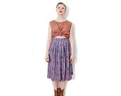 Vintage skirt / colorful stripe high waist skirt / size M