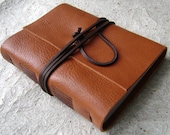 Leather journal, rustic orange, approx. 4"x6", handmade journal by Dancing Grey Studio on Etsy
