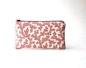 Zipper Pouch, Padded Pouch, Clutch, Pencil case, Cosmetic pouch - The new Simple Pouch in coral fabric