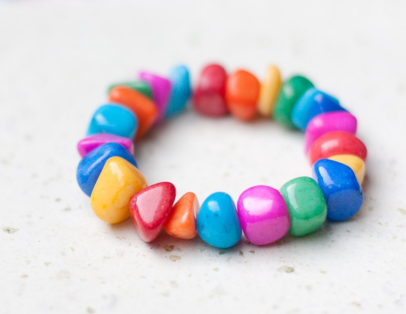 Bracelet Bright Colorful Candy Jade Chunky Cuff geometric modern summer fashion rusteam