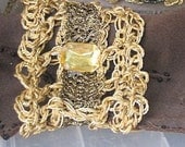 Golden Bracelet Crochet With Gold Ribbon and Center Gold Jewel Handmade on Etsy