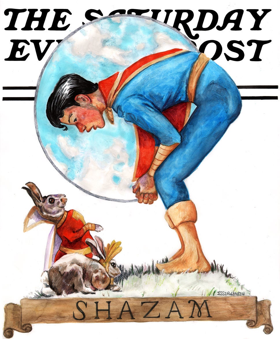 Hoppy and Captain Marvel Jr. Post Cover Parody Print