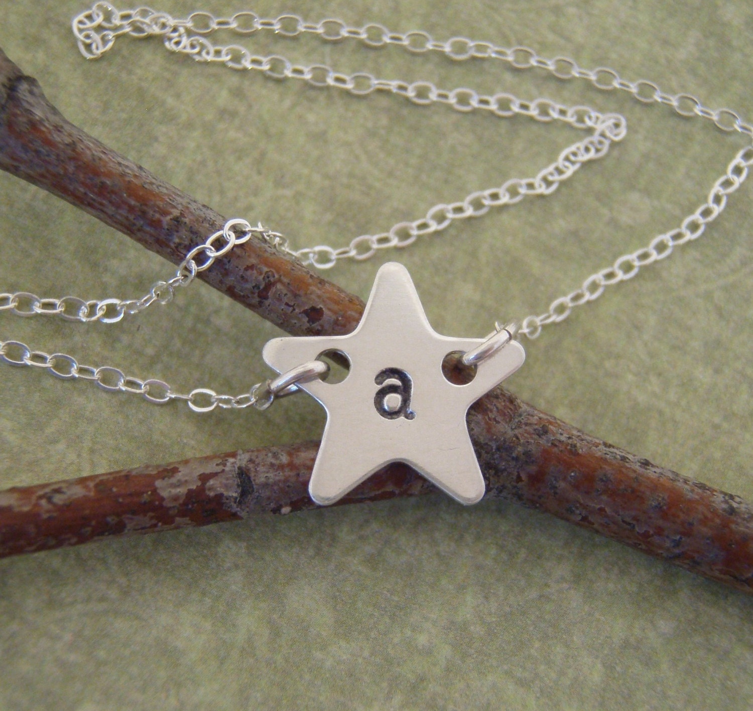 Star necklace - Sterling Silver initial star necklace - Teen girl necklace - Initial stamped in your choice of font