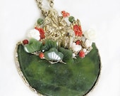 Swoboda Jade and Coral Pendant Necklace