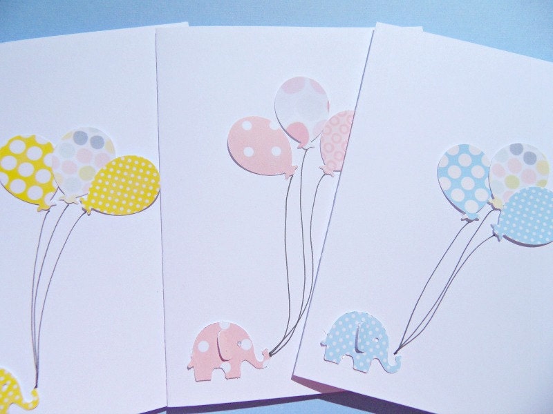 Baby Shower Cards - Baby Shower Thank You Cards - Baby Shower Invitations -  Welcome Baby Cards - Birthday Cards - Balloon Cards-  PBEC
