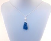 Blue Quartz Necklace Freshwater Pearl Sterling Silver Beaded Wedding