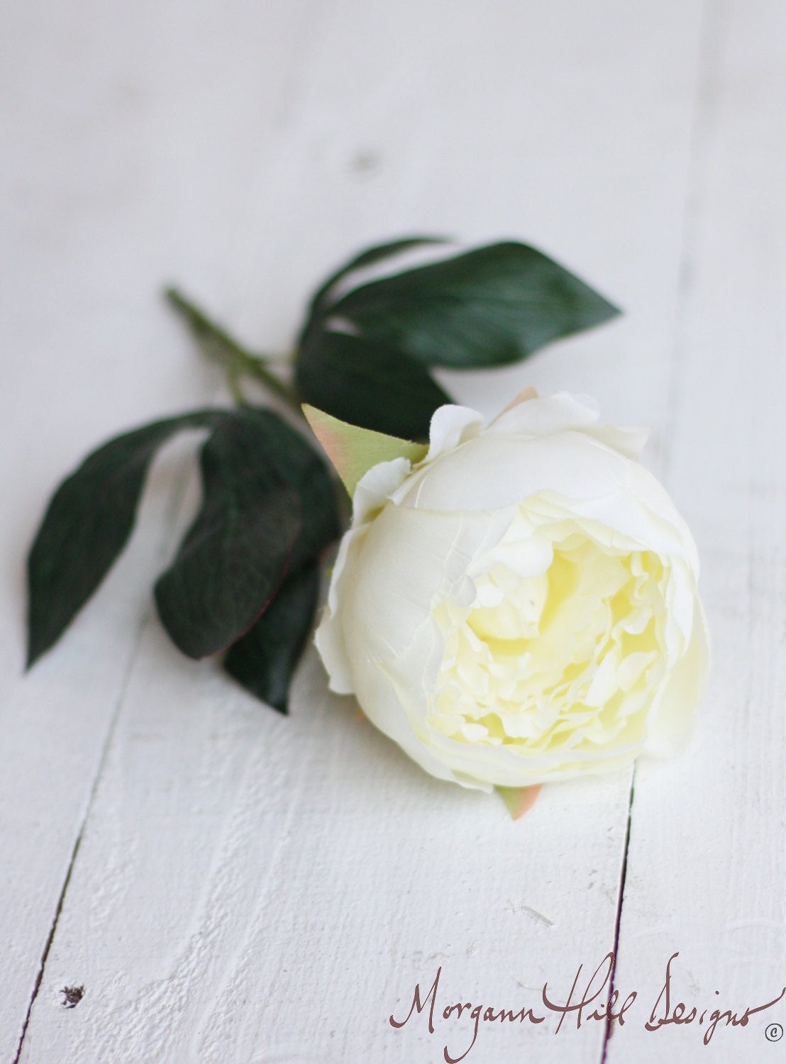 Cream Peony Peonies Silk Flower DIY Wedding Bouquet (Item Number 140046)