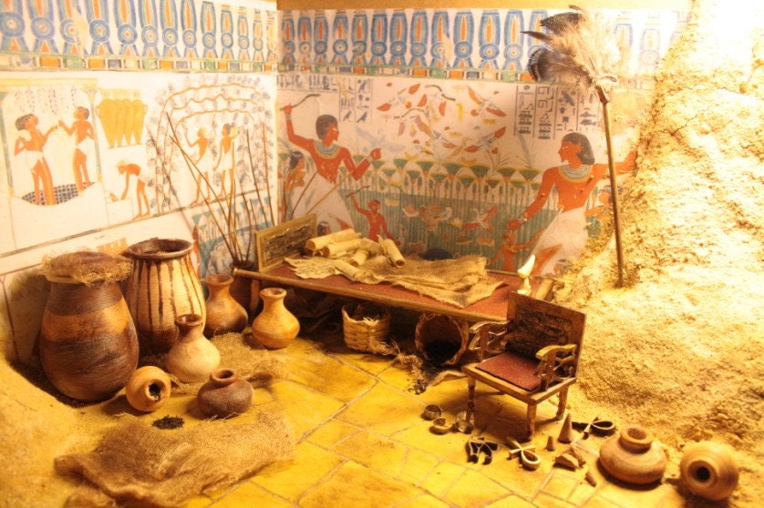 Egyptian dollhouse diorama. The secret Tomb of Neferptah. in 1/12 scale